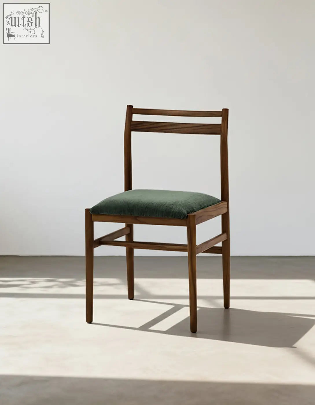 Classic itao dining chair oak with dark brown wooden frame and deep green cushioned seat perfect dining chair