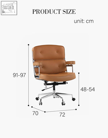 Tan brown leather classic lo8 executive office chair with chrome metal frame and five star base
