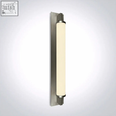 Modern brushed nickel wall sconce with cylindrical frosted glass diffuser for classic mirror lights 18w led setup