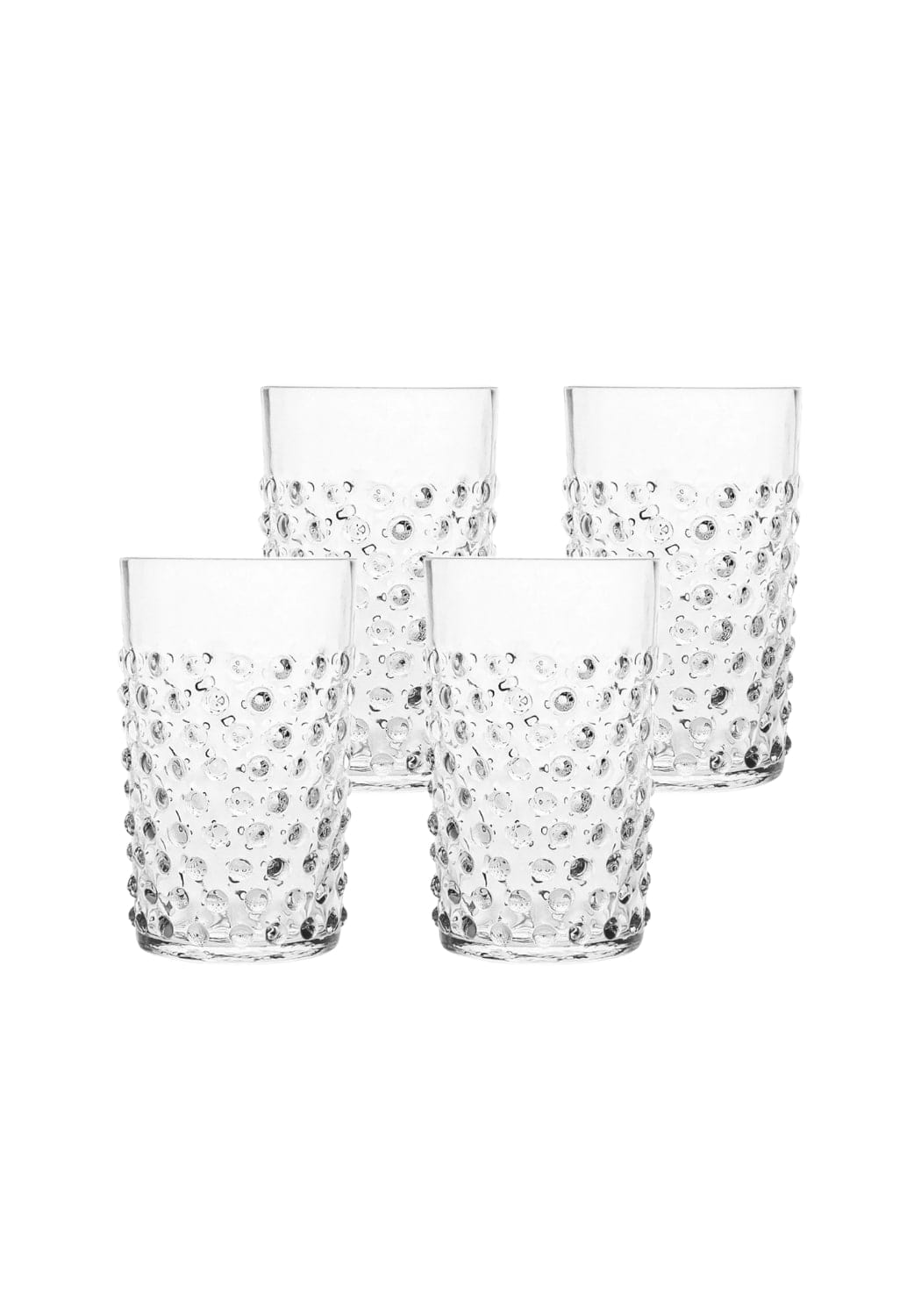 Clear dew drop tumblers set of 4 clear glass with textured bubble pattern perfect for everyday use