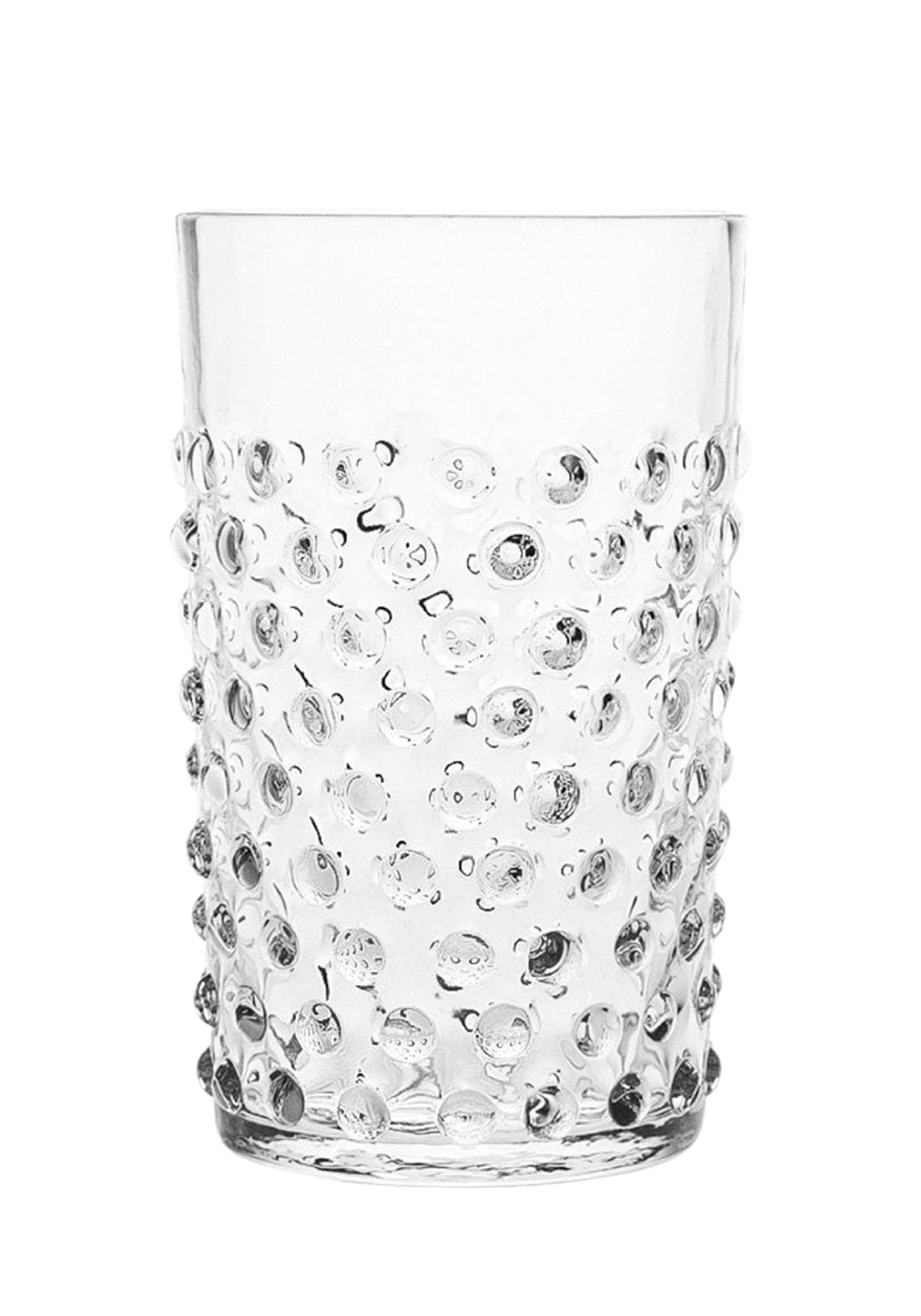 Clear dew drop tumblers set of 4 clear glass with textured raised rounded bumps in vertical rows for everyday use