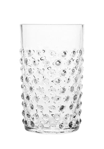 Clear dew drop tumblers set of 4 clear glass with textured raised rounded bumps in vertical rows for everyday use