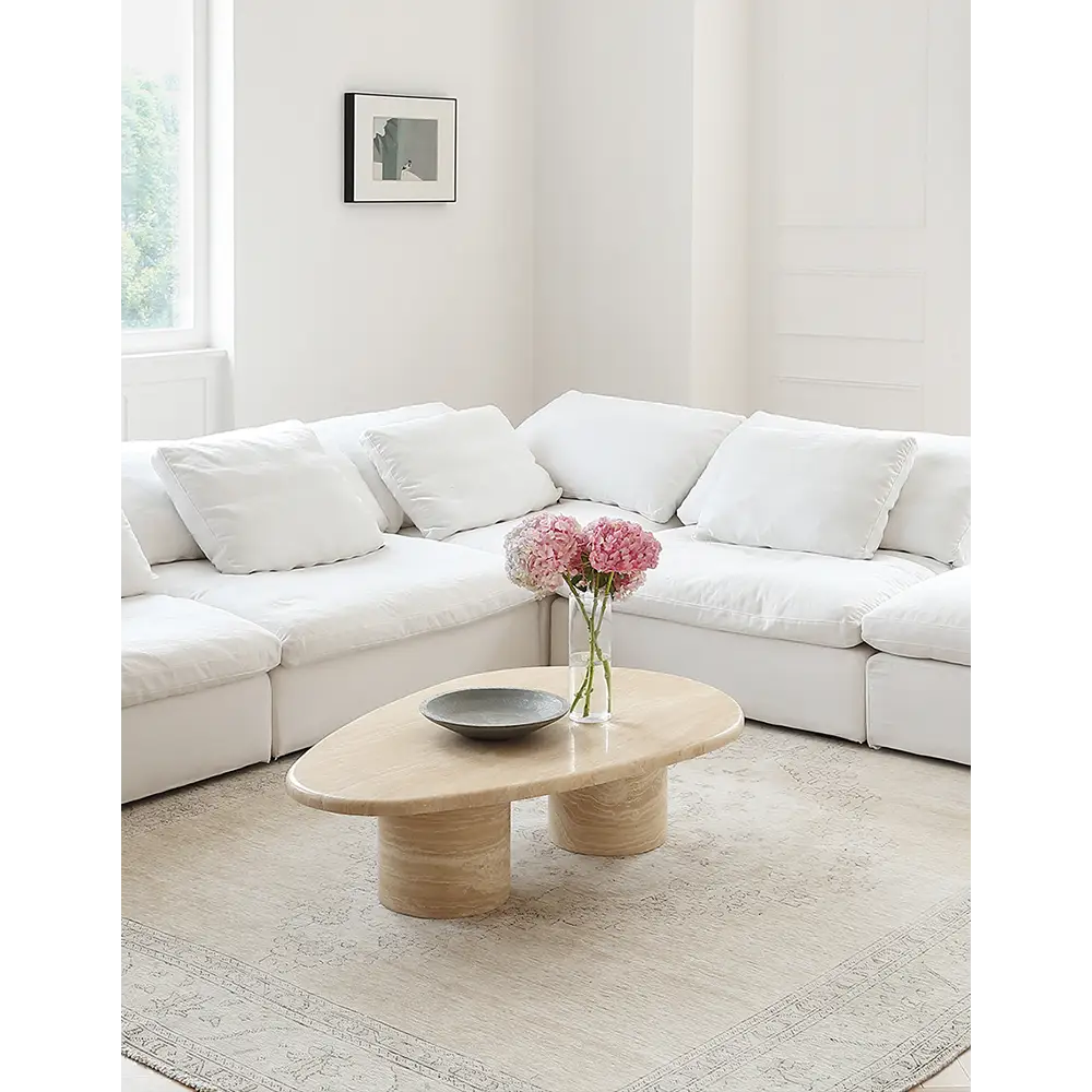 Clio Art Deco Coffee Table Oval Marble