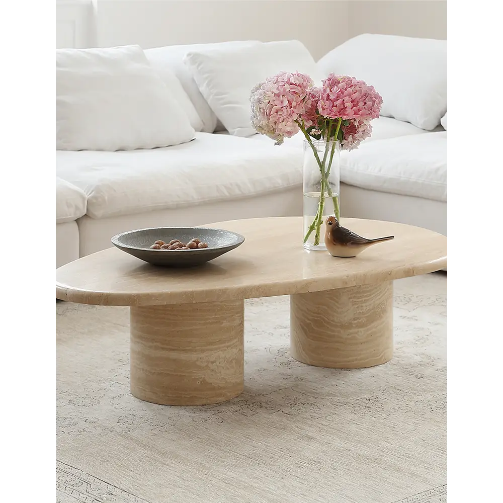 Clio Art Deco Coffee Table Oval Marble