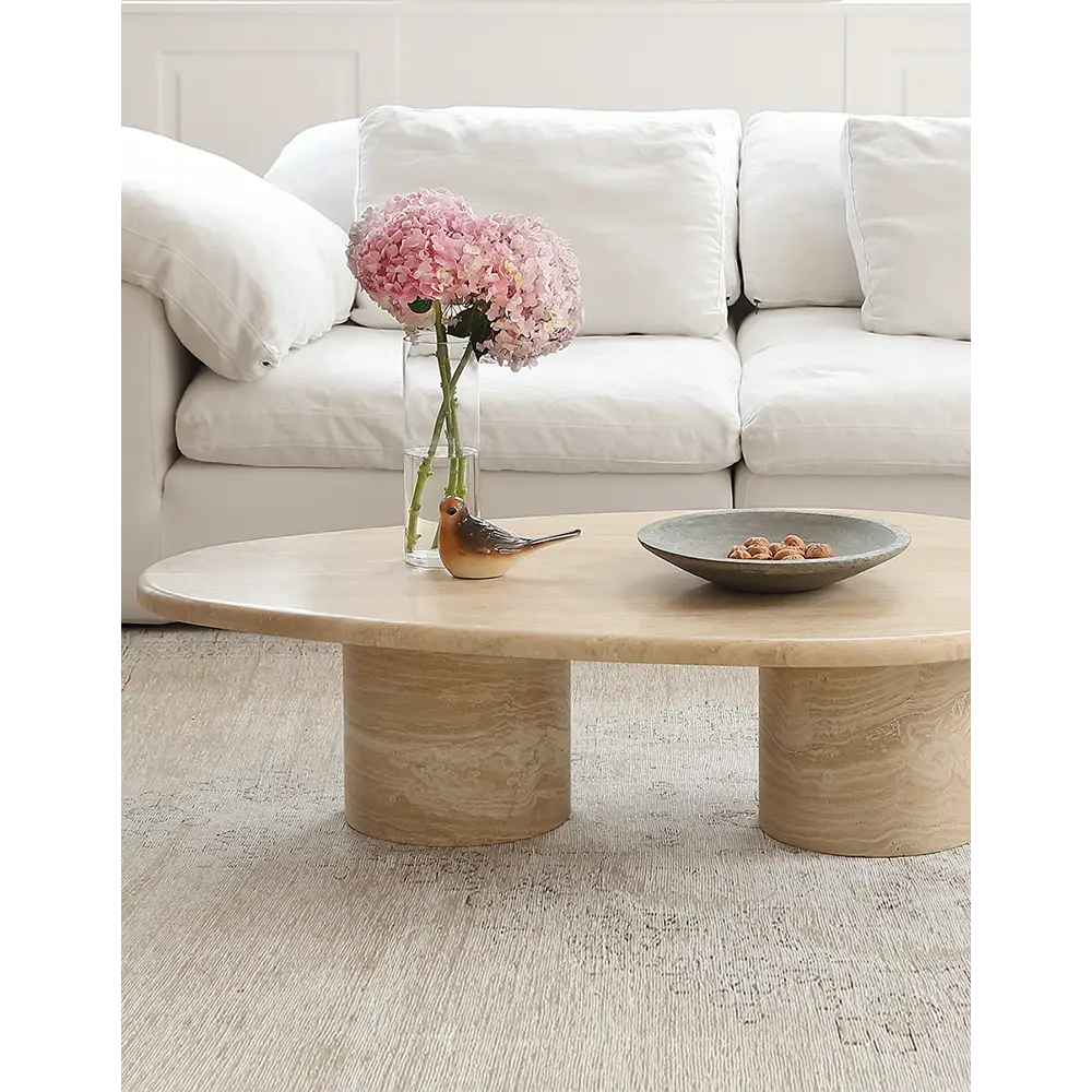 Clio Art Deco Coffee Table Oval Marble