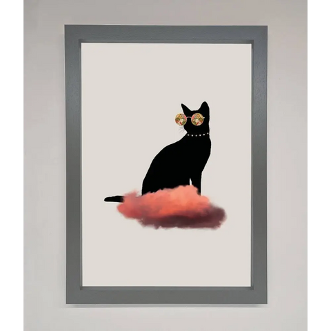 Cloud Cat Framed Poster - A3 (29.7 x 42 cm) / Dark Grey - Framed Print