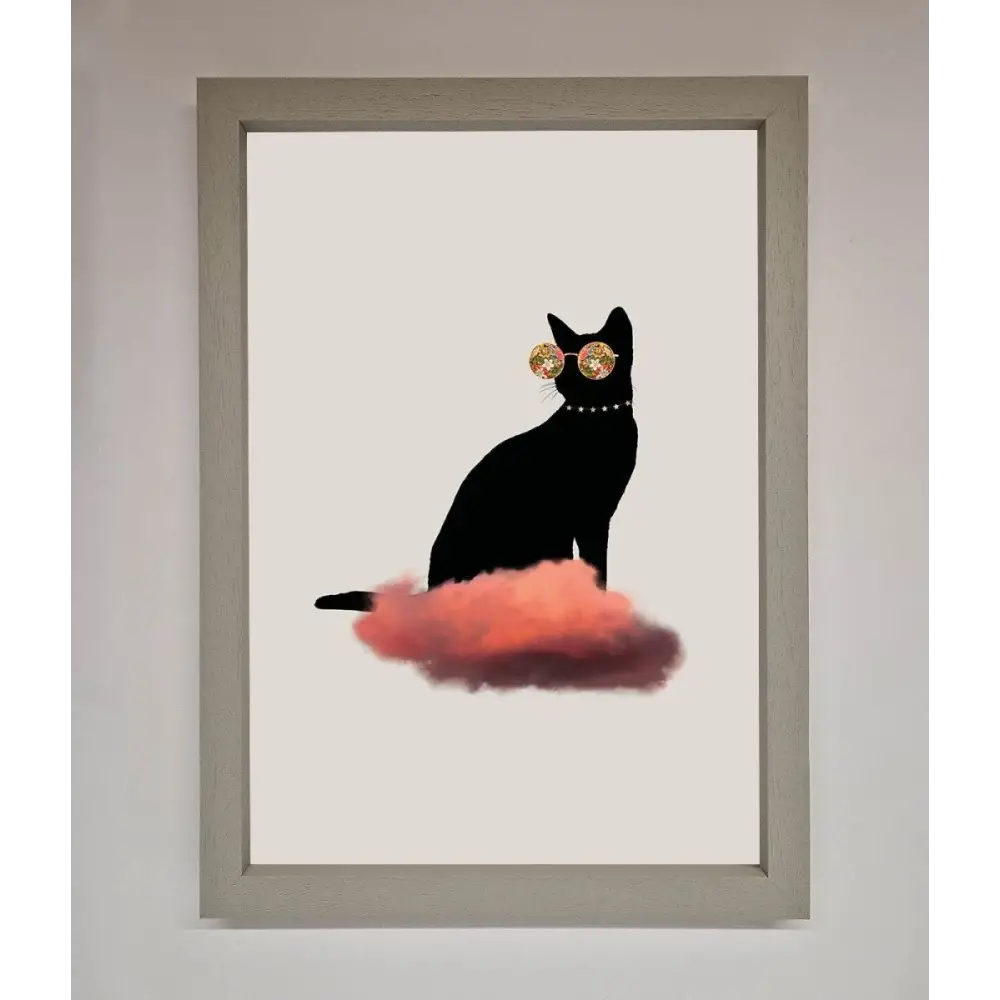 Cloud Cat Framed Poster - A3 (29.7 x 42 cm) / Grey - Framed Print