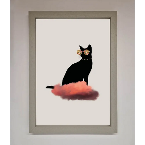 Cloud Cat Framed Poster - A3 (29.7 x 42 cm) / Grey - Framed Print