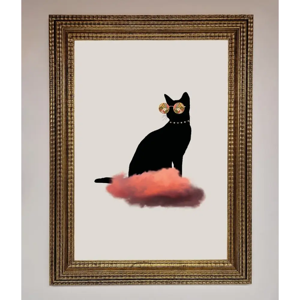 Cloud Cat Framed Poster - A3 (29.7 x 42 cm) / Ornate Gold - Framed Print