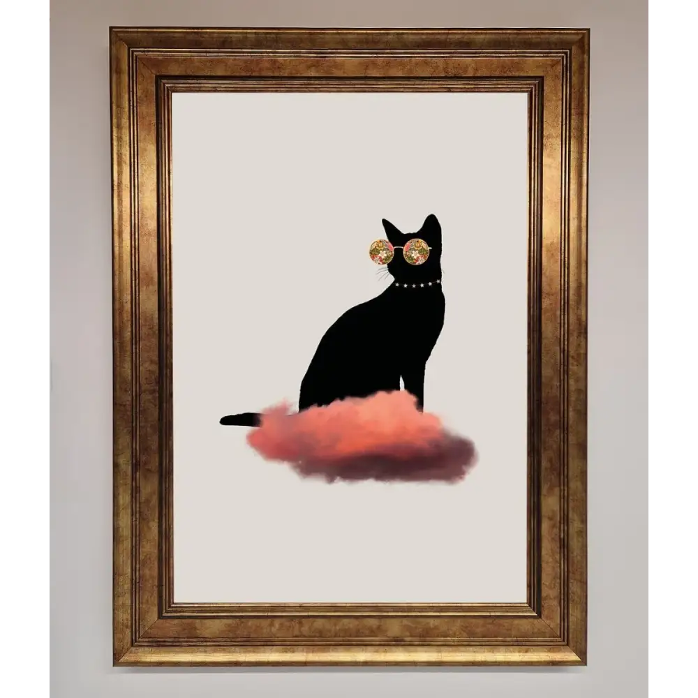 Cloud Cat Framed Poster - B0 (100 x 141 cm) / Bronze - Framed Print