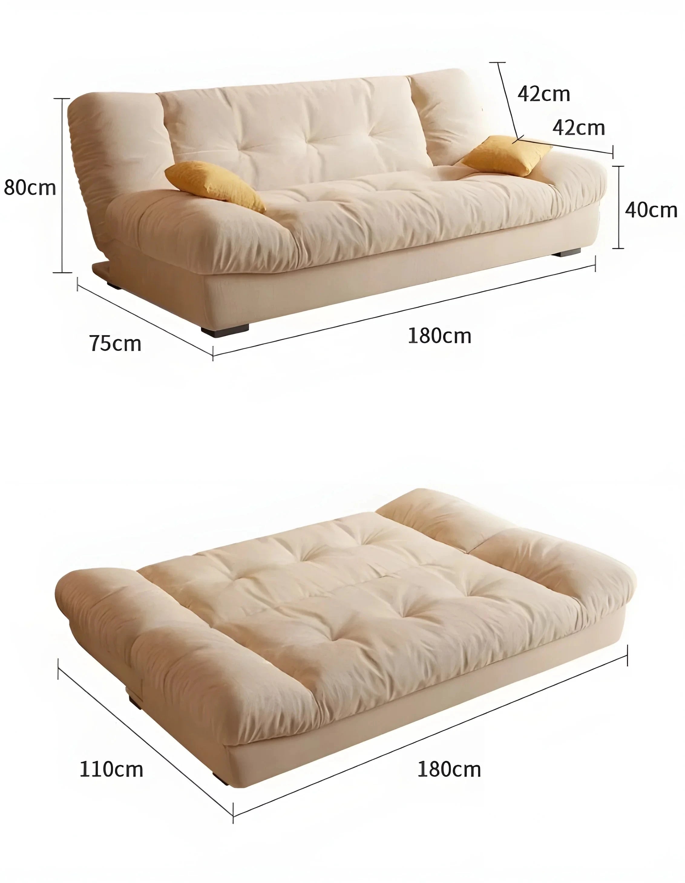 "Cloud" High-Density Foam Adjustable Sofa Bed - 3 Positions