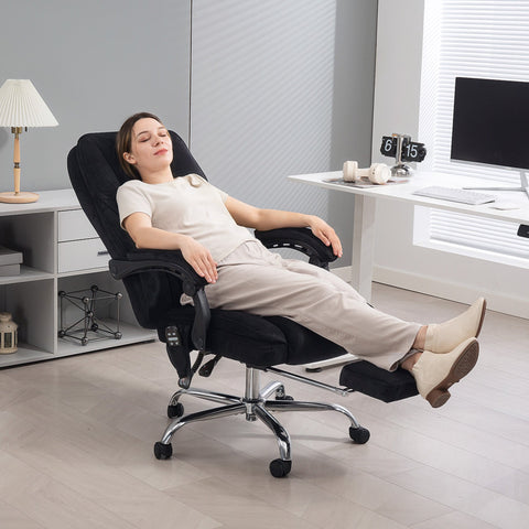 Vinsetto Massage Office Chair, Heated Reclining Computer Chair with Adjustable Height and Footrest, Black