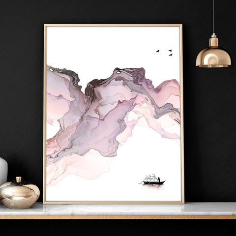 Framed coastal wall art for home office decor | set of 3 wall art
