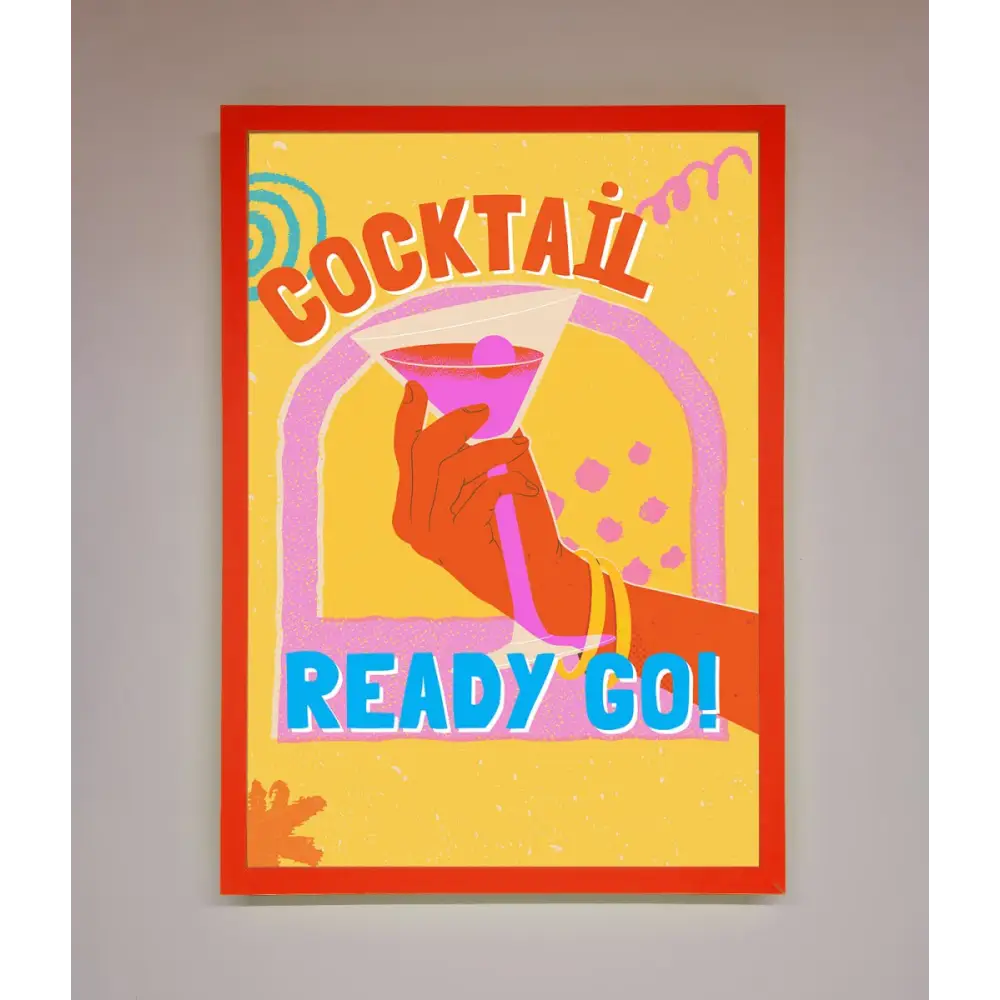 Cocktail Ready Go Framed Poster - B0 (100 x 141 cm) / Neon Red - Framed Print