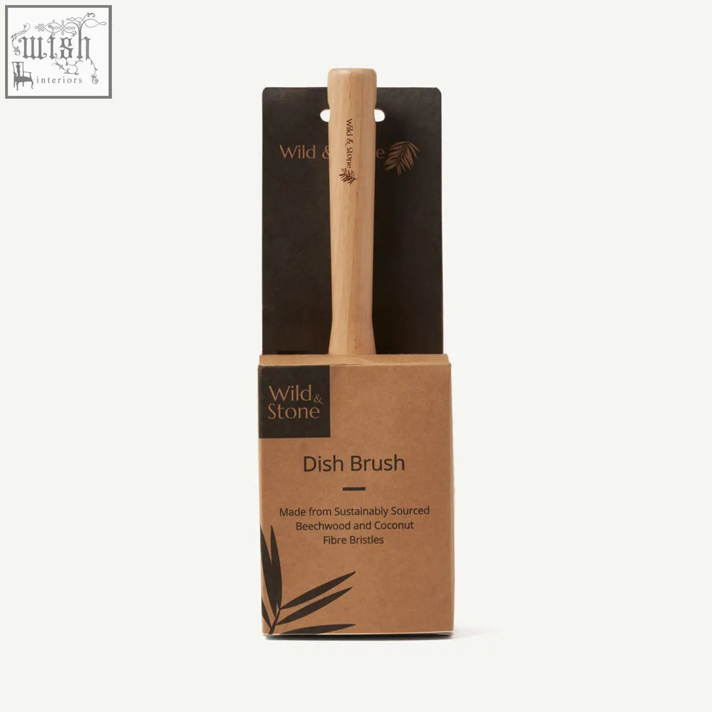 Wild and stone coconut fibre dish brush with light wood handle and natural coconut fibre bristles for dish cleaning