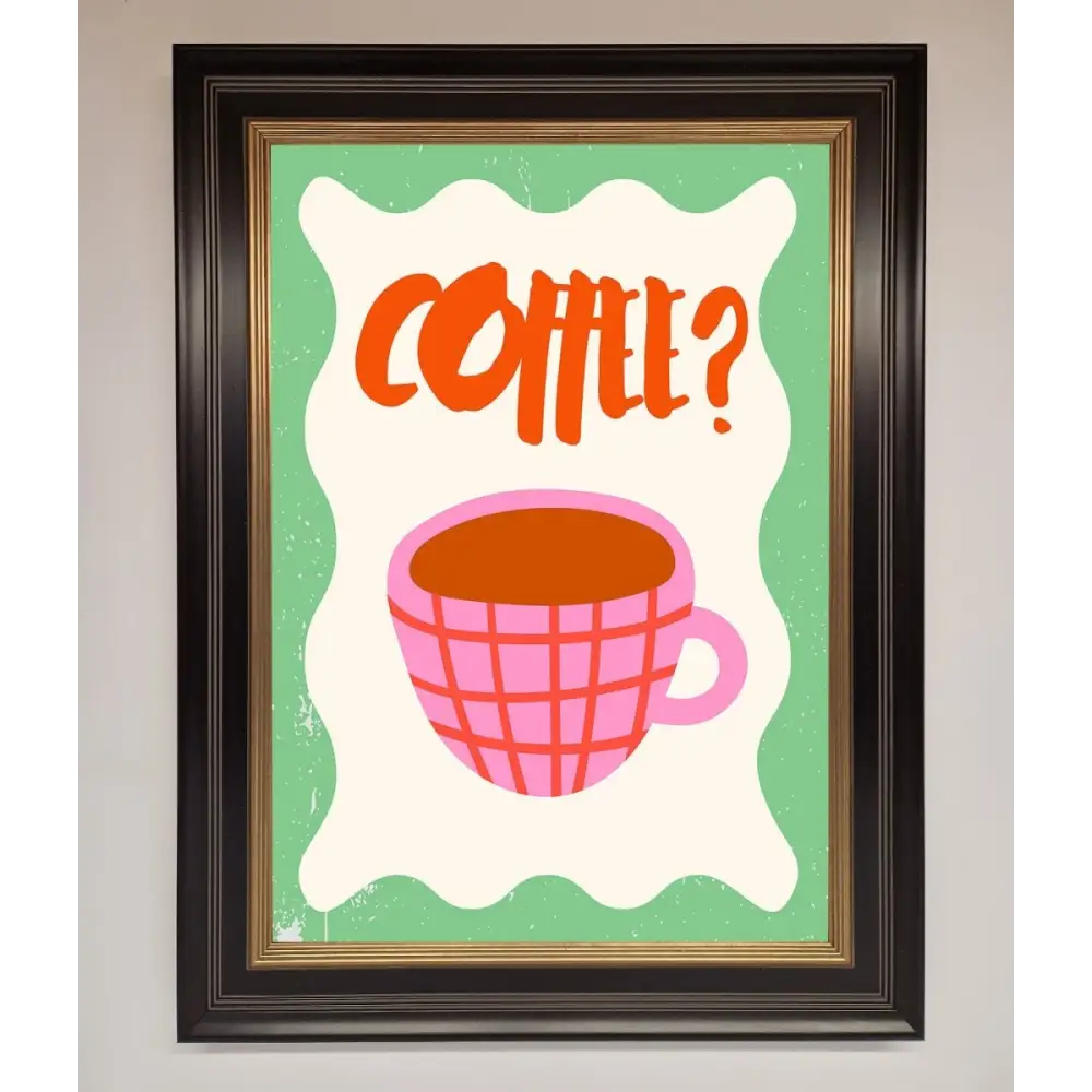 Coffee Pink Mug Framed Wall Art - B0 (100 x 141 cm) / Black Gold - Framed Print