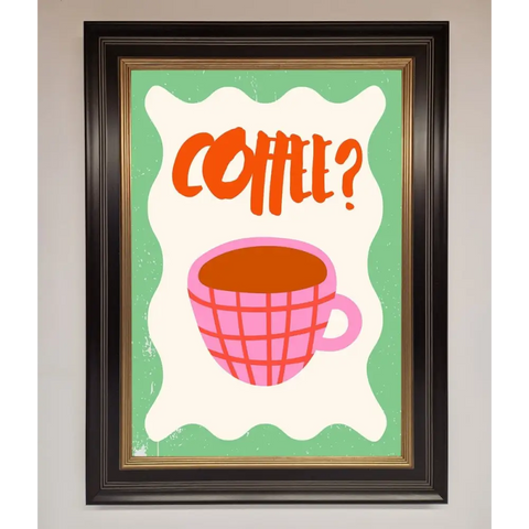 Coffee Pink Mug Framed Wall Art - B0 (100 x 141 cm) / Black Gold - Framed Print