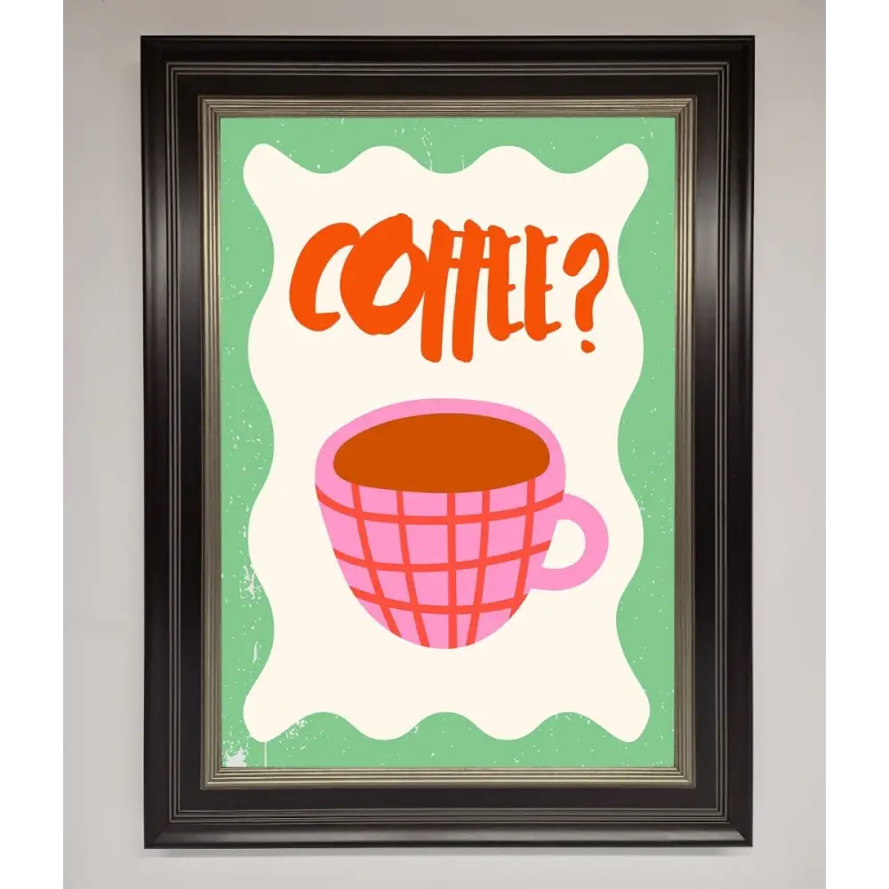 Coffee Pink Mug Framed Wall Art - B0 (100 x 141 cm) / Black Silver - Framed Print