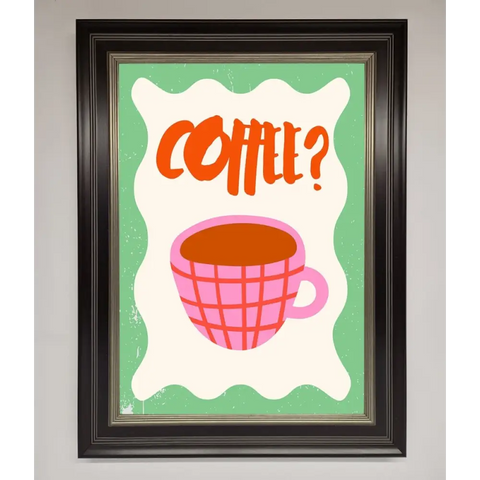 Coffee Pink Mug Framed Wall Art - B0 (100 x 141 cm) / Black Silver - Framed Print