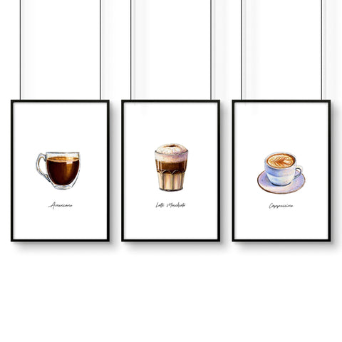 Coffee Shop decorations | set of 3 wall art prints