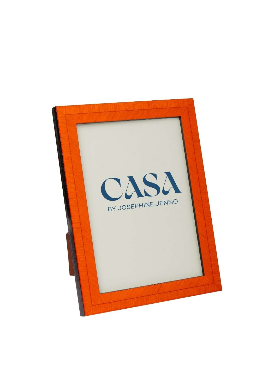 Orange wooden colonna marquetry frame 6x4 with sleek modern design and casa by josephine jenno logo on front