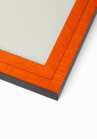 Vibrant orange wooden colonna marquetry frame 6x4 with sleek black inner border ideal for photos or art