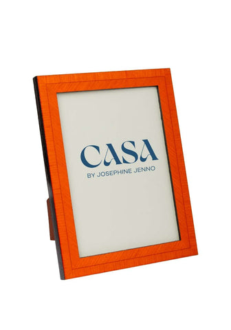 Orange textured colonna marquetry frame 7x5 with a standing easel back for tabletop display