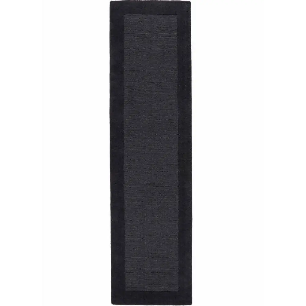 Colours Bordered Rug – Handmade Wool Rug - 60X230 cm / Dark Grey - Rugs