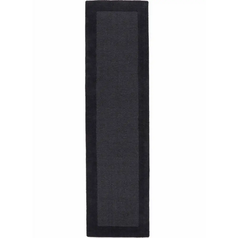 Colours Bordered Rug – Handmade Wool Rug - 60X230 cm / Dark Grey - Rugs