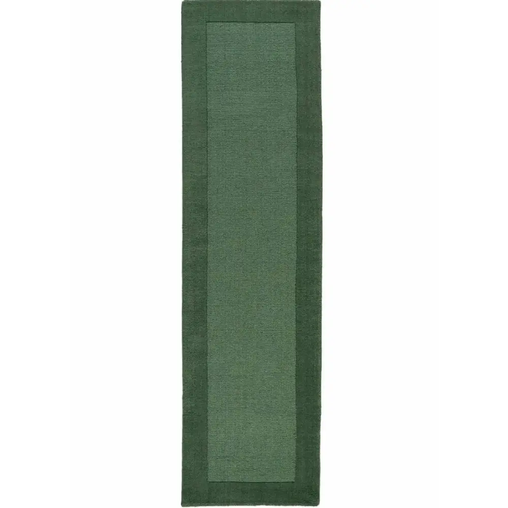 Colours Bordered Rug – Handmade Wool Rug - 60X230 cm / Green - Rugs