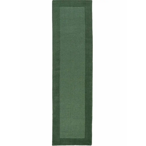 Colours Bordered Rug – Handmade Wool Rug - 60X230 cm / Green - Rugs