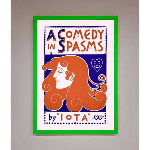 Comedy Poster Vintage Framed Poster - B0 (100 x 141 cm) / Neon Dark Green - Framed Print