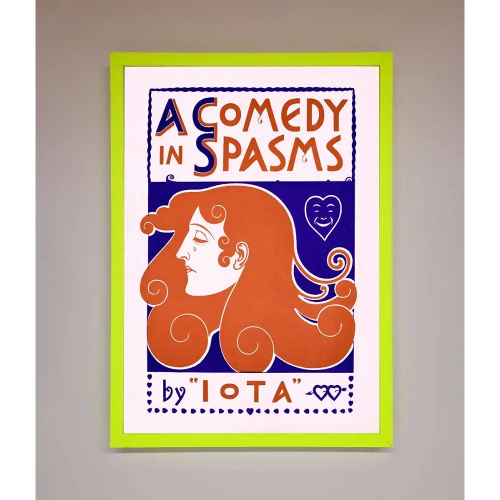 Comedy Poster Vintage Framed Poster - B0 (100 x 141 cm) / Neon Green - Framed Print