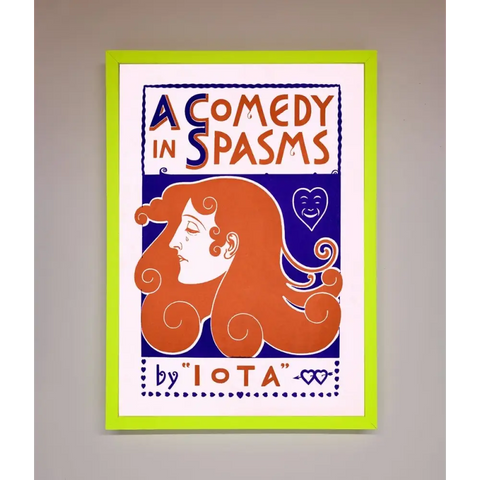 Comedy Poster Vintage Framed Poster - B0 (100 x 141 cm) / Neon Green - Framed Print