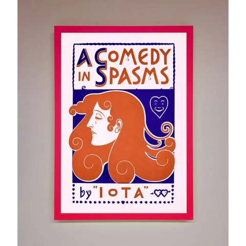 Comedy Poster Vintage Framed Poster - B0 (100 x 141 cm) / Neon Pink - Framed Print