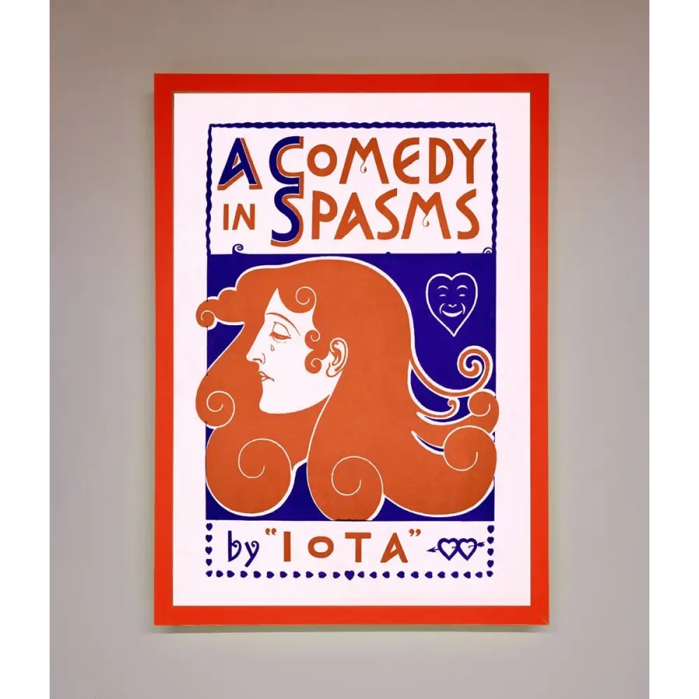 Comedy Poster Vintage Framed Poster - B0 (100 x 141 cm) / Neon Red - Framed Print