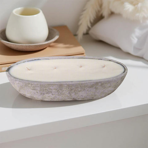 Multi Wick Concrete Oval Loaf Bowl Candle