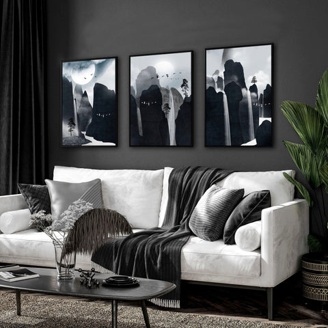 Art for living room wall | set of 3 Contemporary art prints