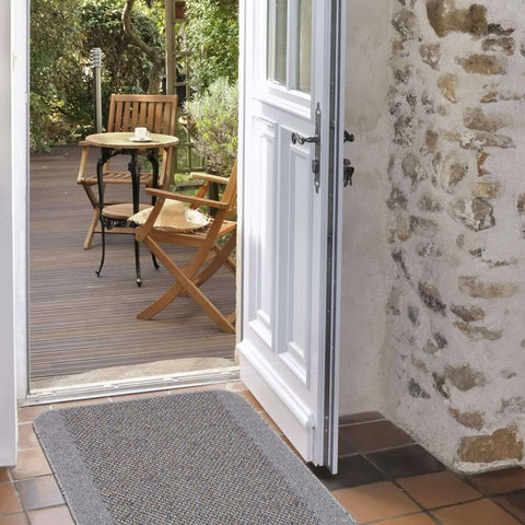 Washable Bordered Silver Grey Rug| 110G