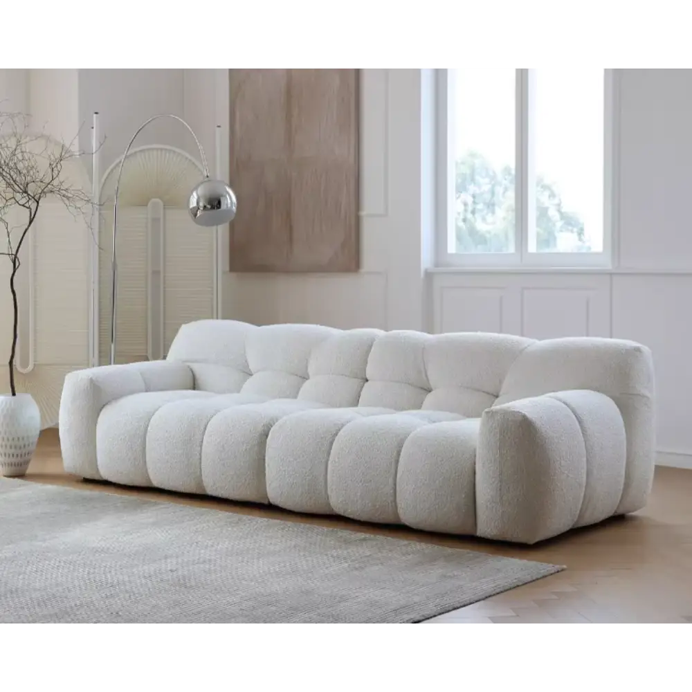 Cora Candy Three Seater Sofa, White｜ DC Concept