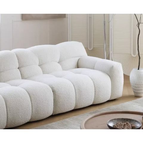 Cora Candy Three Seater Sofa, White｜ DC Concept