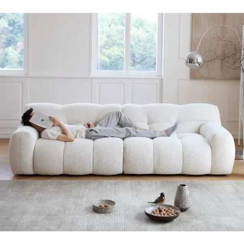 Cora Candy Three Seater Sofa, White｜ DC Concept