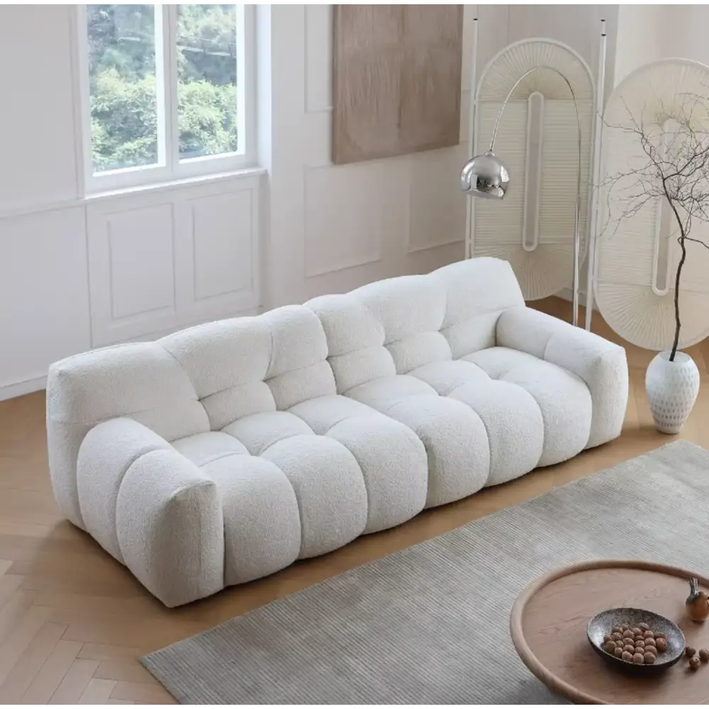 Cora Candy Three Seater Sofa, White｜ DC Concept