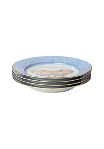 Cornflower Blue Lace Plate Butterfly Side/ Pudding Plate - Set of 4