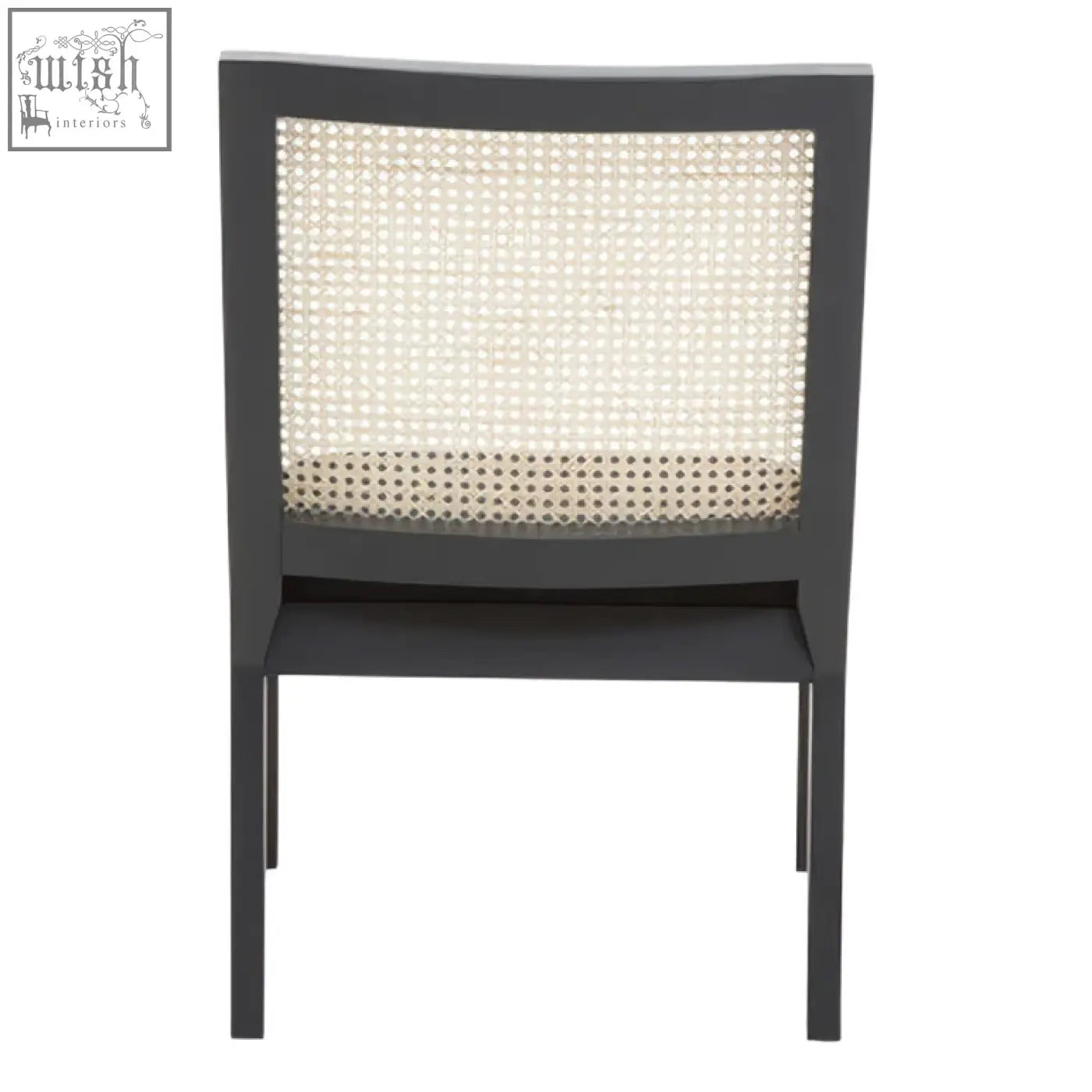 Black framed corso rattan chair with woven cane back and seat perfect for stylish indoor seating