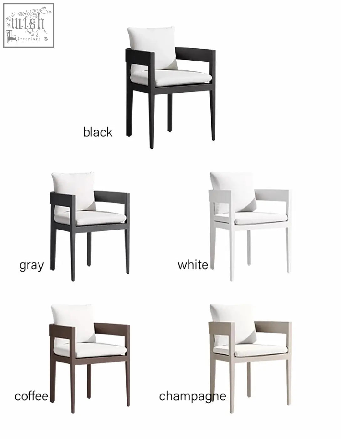 Black armchair with white cushion and pillow from cortez outdoor dining table set perfect for outdoor dining table use