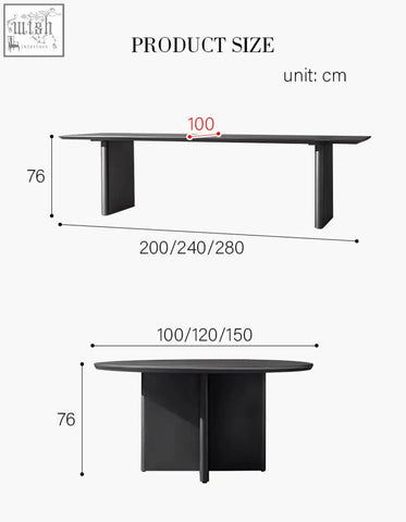 Modern black Cortez outdoor dining table set with minimalist rectangular and round tops and sleek metal legs
