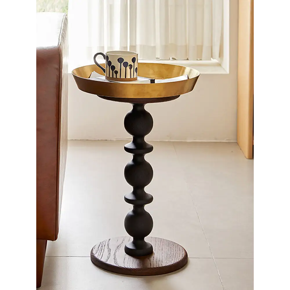 Cosmo Round Side Table With Gold Tray