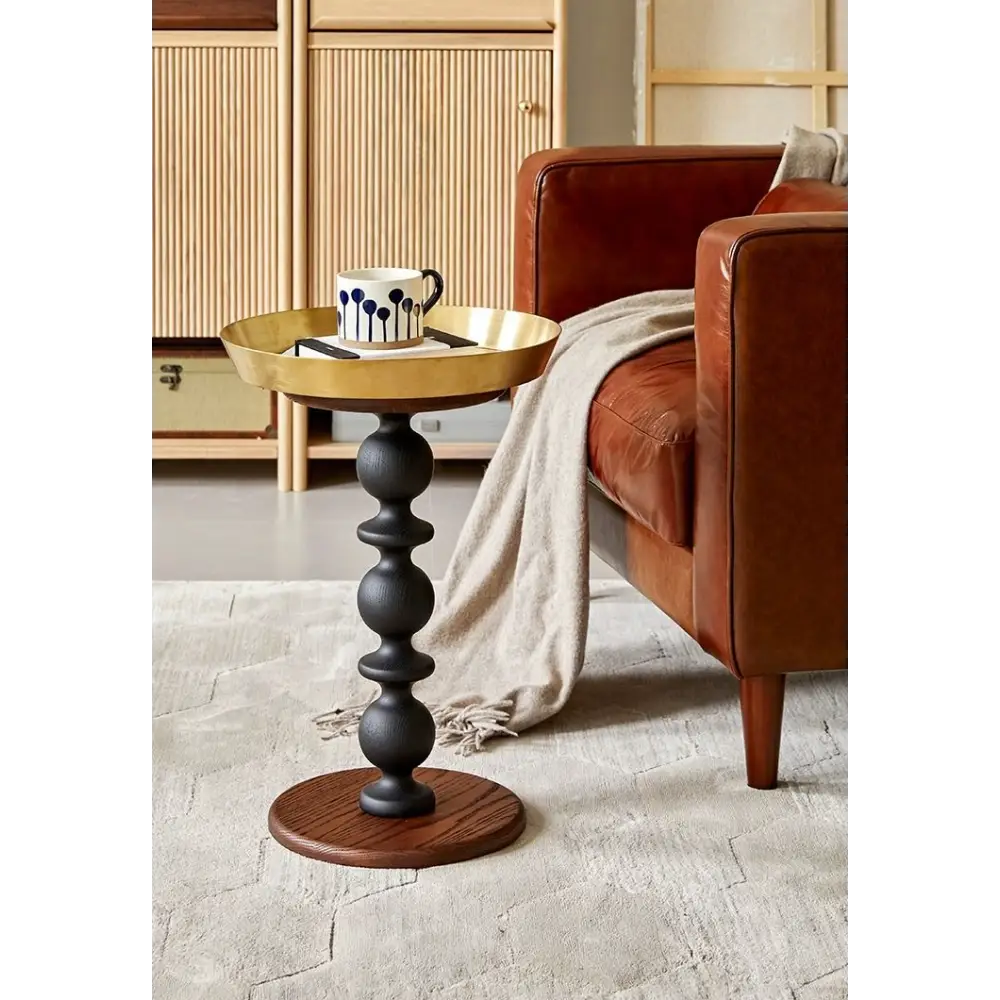 Cosmo Round Side Table With Gold Tray｜ DC Concept