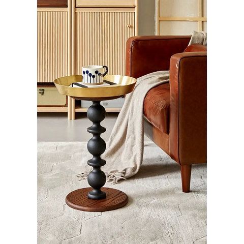 Cosmo Round Side Table With Gold Tray｜ DC Concept